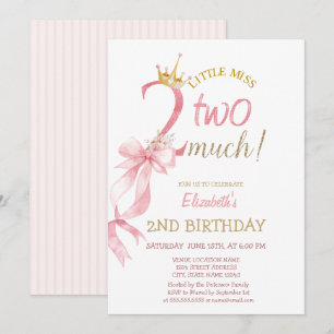 Invitation Couronne de fleurs à ruban rose pour 2e anniversai