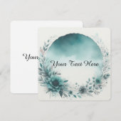 Invitation Couronne de fleurs avec fond aquarelle sarcelle (Devant / Derrière)