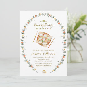 Invitation Couronne de fleurs Bao Dumpling Baby Shower 