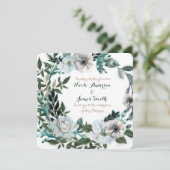 Invitation Couronne de fleurs blanches botaniques de verdure (Debout devant)