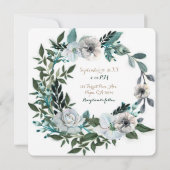 Invitation Couronne de fleurs blanches botaniques de verdure (Dos)