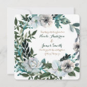 Invitation Couronne de fleurs blanches botaniques de verdure (Devant)