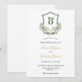 Invitation Couronne de fleurs blanches pour mariage (Devant / Derrière)
