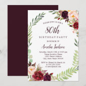 Invitation Couronne de fleurs Bourgogne 80 ans (Devant / Derrière)