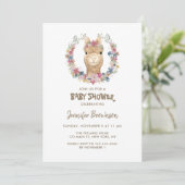 Invitation Couronne de fleurs d'alpaca pour Baby Shower chien (Debout devant)