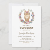 Invitation Couronne de fleurs d'alpaga Baby Shower Chien (Devant)