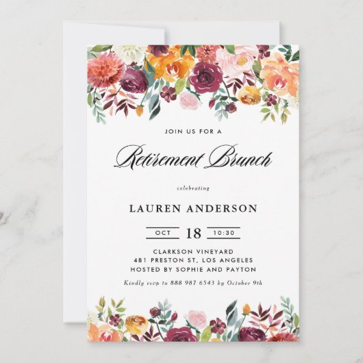 Invitation Couronne de fleurs d'automne à l'aquarelle pour br (Devant)