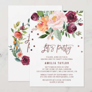 Invitation Couronne de Fleurs d'Automne Lumière Rose Doré Fai