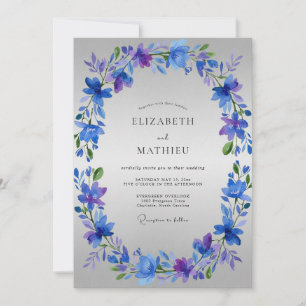 Invitation Couronne de fleurs de bleuet pour mariage