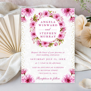 Invitation Couronne de fleurs de cerisier aquarelle pour mari