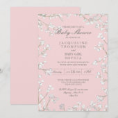 Invitation Couronne de fleurs de Gypsophile Baptême Fille Rus (Devant / Derrière)