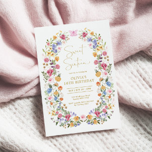 Invitation Couronne de fleurs de jardin printanière pour un a