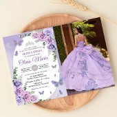 Invitation Couronne de fleurs de lilas violet Quinceañera Pap