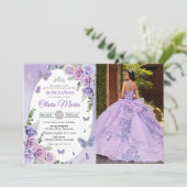 Invitation Couronne de fleurs de lilas violet Quinceañera Pap (Debout devant)