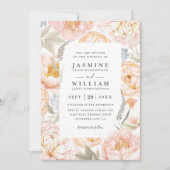 Invitation Couronne de fleurs de pêche Boho Code QR Mariage (Devant)