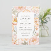 Invitation Couronne de fleurs de pêche Boho Code QR Mariage (Debout devant)