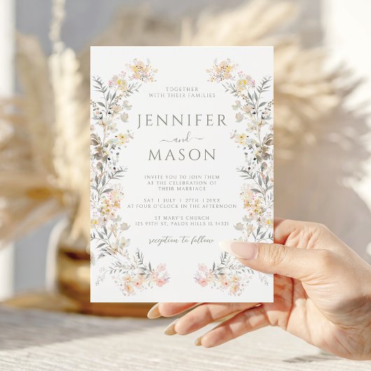 Invitation Couronne de fleurs de prairie automnale Boho Maria