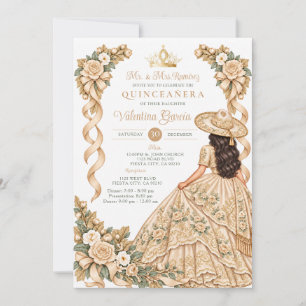 Invitation Couronne de Fleurs de Quinceañera Princesse 15 Ans