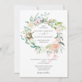 Invitation Couronne de fleurs de roses pour mariage (Devant)