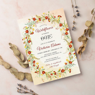 Invitation Couronne de fleurs de souci sauvage pour anniversa