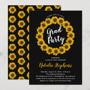 Invitation Couronne de fleurs de tournesol Fête de fin d'étud