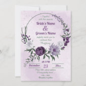 Invitation couronne de fleurs de verdure violette et blanche (Devant)