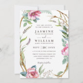 Invitation Couronne de fleurs des bois Rustique Code QR Maria (Devant)