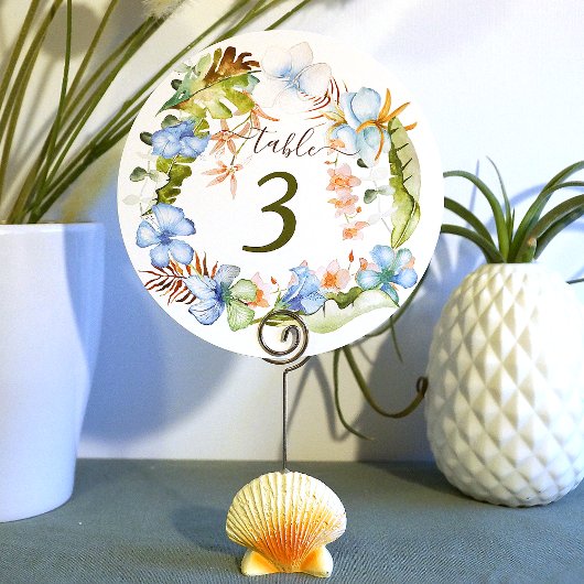 Invitation Couronne de fleurs d'Hibiscus bleu tropical numéro