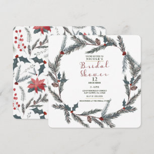 Invitation Couronne de Fleurs d'Hiver Pin de Baies pour une B