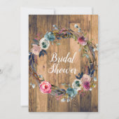 Invitation Couronne de fleurs en bâton de bois rustique pour (Devant)