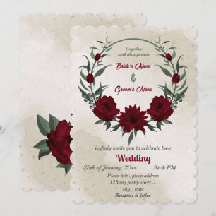 Invitation Couronne de fleurs et de verdure de Bourgogne pour