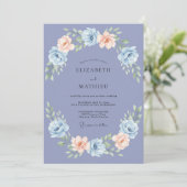 Invitation Couronne de fleurs mariage Pervenche (Debout devant)