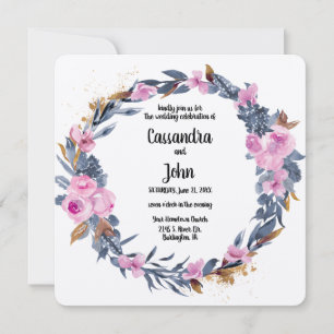 Invitation Couronne de fleurs mariage Pretty Floral Wreath