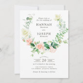 Invitation couronne de fleurs moderne de pêche pour mariage (Devant)