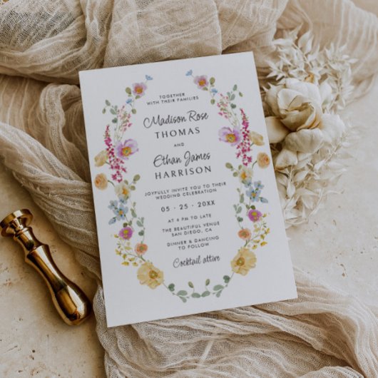 Invitation Couronne de fleurs Pastel Bloom pour mariage