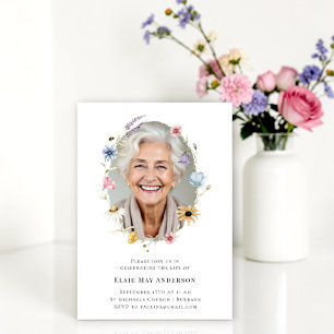 Invitation Couronne de fleurs Photo Annonce de décès