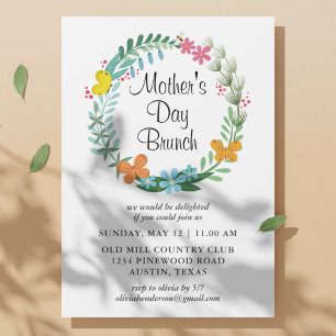 Invitation Couronne de fleurs pour brunch de fête des mères