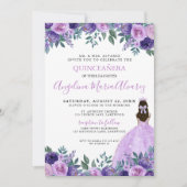 Invitation Couronne de fleurs pourpres Quinceañera Lilac (Devant)