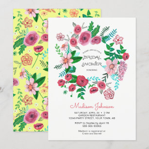 Invitation Couronne de fleurs printanières Baby Shower In