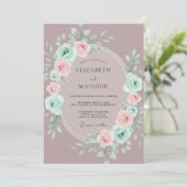 Invitation Couronne de fleurs romantique mauve pour mariage (Debout devant)