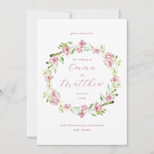 Invitation Couronne de fleurs rose saumon pour mariage