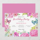 Invitation Couronne de fleurs roses aquarelle (Devant / Derrière)