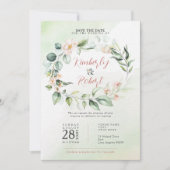 Invitation Couronne de fleurs roses et feuilles d'eucalyptus  (Devant)