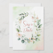 Invitation Couronne de fleurs roses et feuilles d'eucalyptus  (Dos)