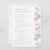 Invitation Couronne de fleurs roses itinéraire d'anniversaire (Devant)