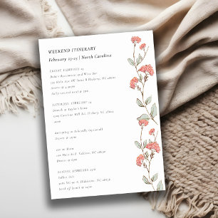 Invitation Couronne de fleurs roses itinéraire d'anniversaire