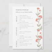 Invitation Couronne de fleurs roses itinéraire de week-end d' (Devant)