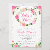 Invitation Couronne de fleurs roses roses bébé (Devant)