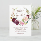 Invitation Couronne de fleurs rustique de mariage d'automne (Debout devant)