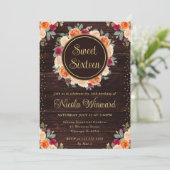 Invitation Couronne de fleurs rustique rouge et orange d'auto (Debout devant)